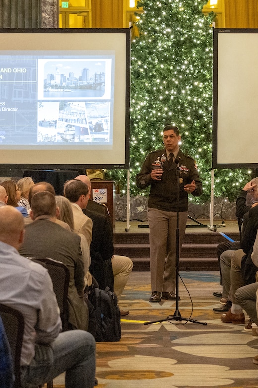 Division Commander Maj. Gen. Mark C. Quander addresses participants at the U.S. Army Corps of Engineers (USACE) Great Lakes and Ohio River Division (LRD) Industry Day on Wednesday, December 4, from 8:30 a.m. to 5:30 p.m. EST at the Hilton Netherland Plaza Hotel in Cincinnati, Ohio.