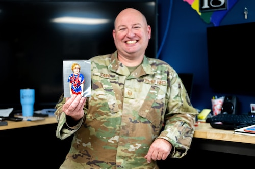 Master Sgt. Matthew Sabo poses in the Elevate office