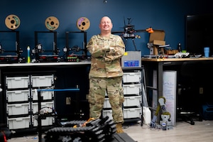 Master Sgt. Matthew Sabo poses in the Elevate office