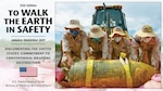 Infographic with image of soldiers moving a landmine