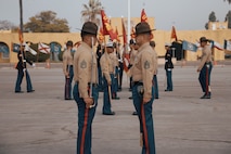 U.S. Marines with Kilo Company, 3rd Recruit Training Battalion, march in formation during a graduation ceremony at Marine Corps Recruit Depot San Diego, California, Dec. 6, 2024. This ceremony marked the end of a 13-week transformation that included training in drill, marksmanship, basic combat skills, and Marine Corps customs and traditions. (U.S. Marine Corps photo by Lance Cpl. Janell B. Alvarez)