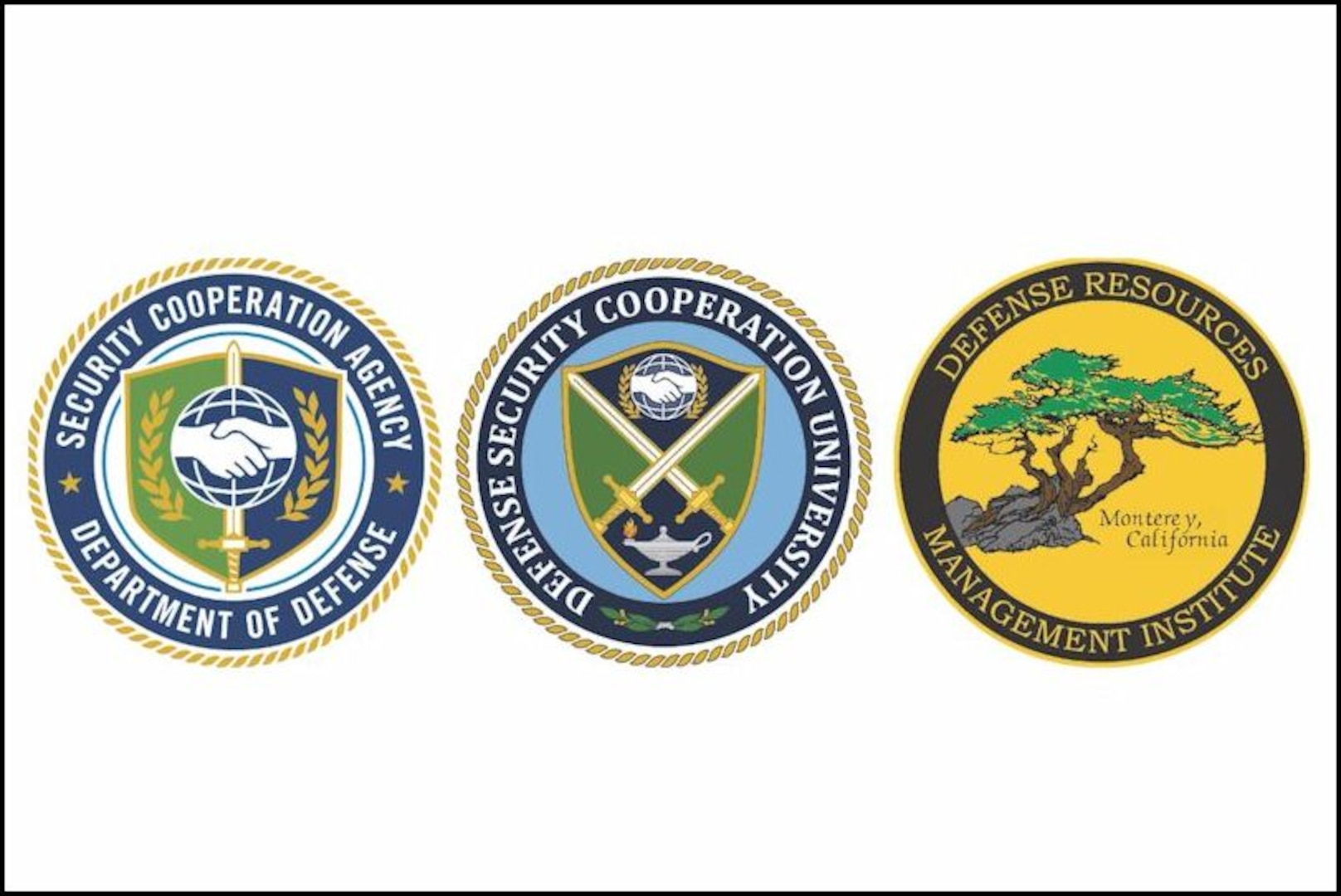 Infographic with the DSCA seal, DSCU seal and DRMI seal