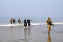U.S. Navy SEALs and Indian MARCOS conduct VBSS training during Exercise SANGAM 2024 in Goa, India.