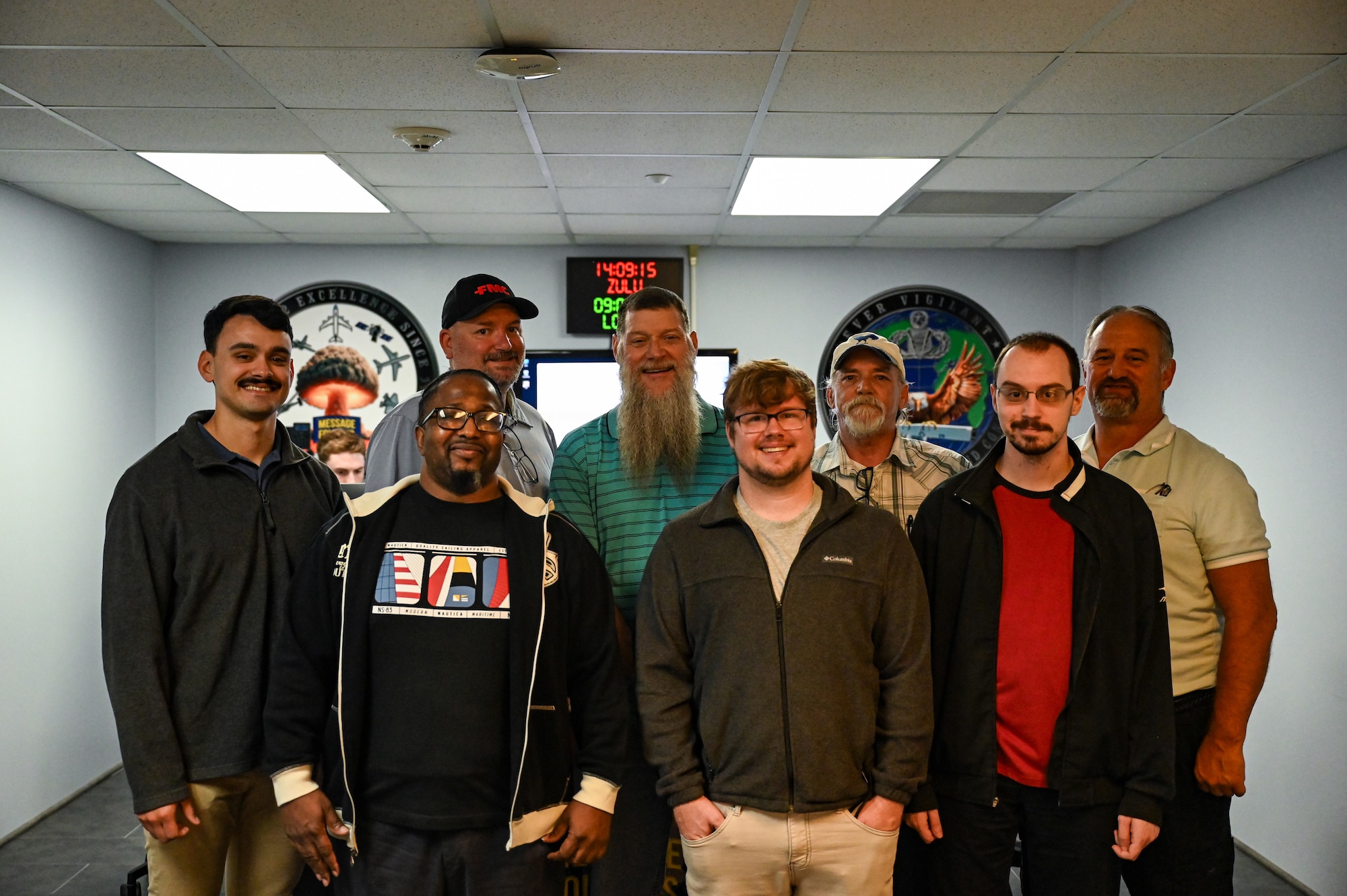 Personnel from the 81st Training Support Squadron look at the newly completed command post study room on Keesler Air Force Base, Mississippi, Oct. 30, 2024.