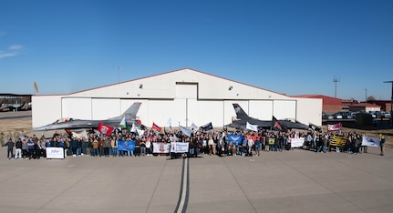 Students from schools across the state gathered at the eighth annual Oklahoma Women in Aviation & Aerospace Day at the Tulsa Air National Guard Base, Okla., Dec. 6, 2023. More than 1,000 students and adults in the aerospace industry came to participate in the event which included aircraft and military static displays, a panel discussion, guest speakers, and more. (Oklahoma Air National Guard photo by Master Sgt. Rebecca Imwalle)