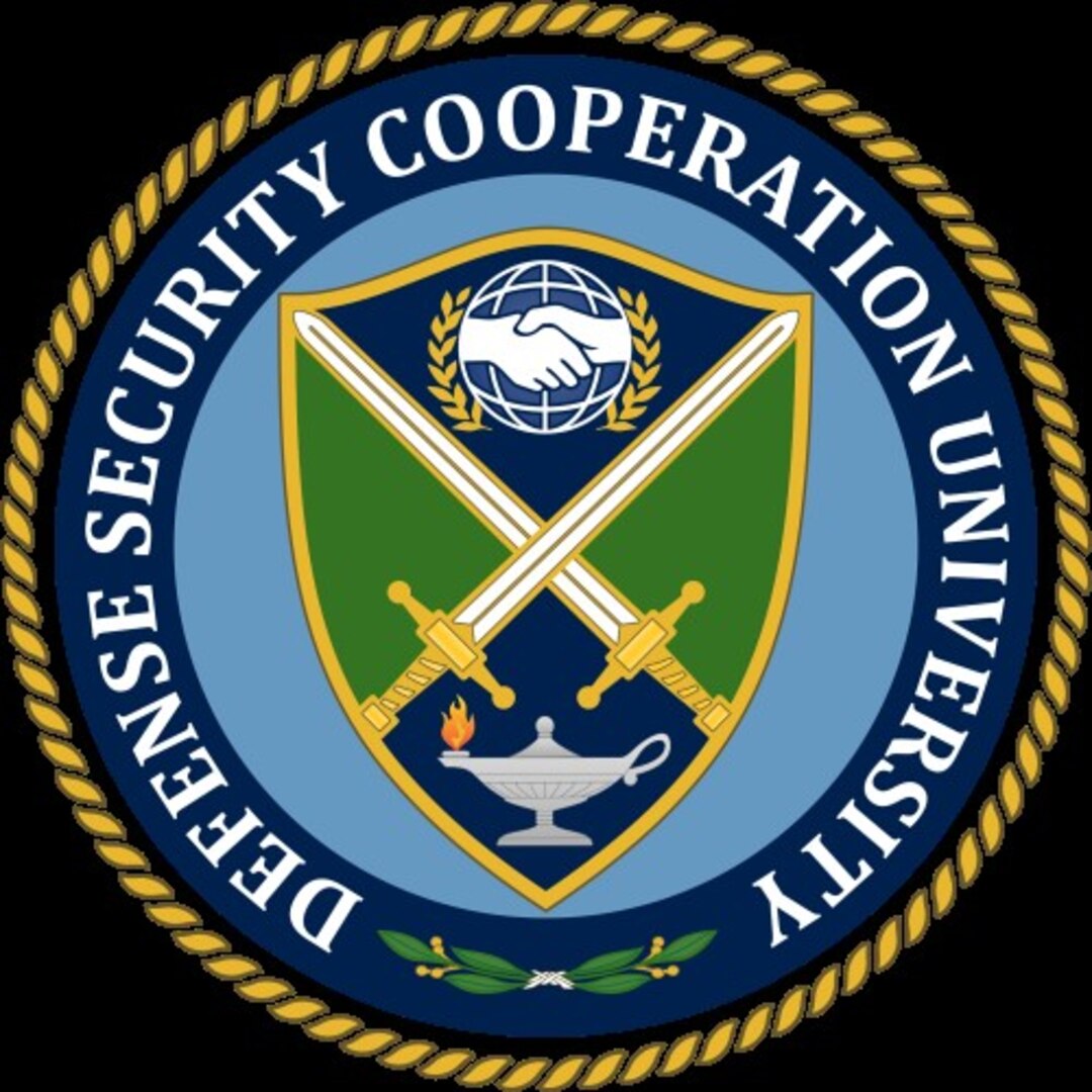 Defense Security Cooperation University seal on black background