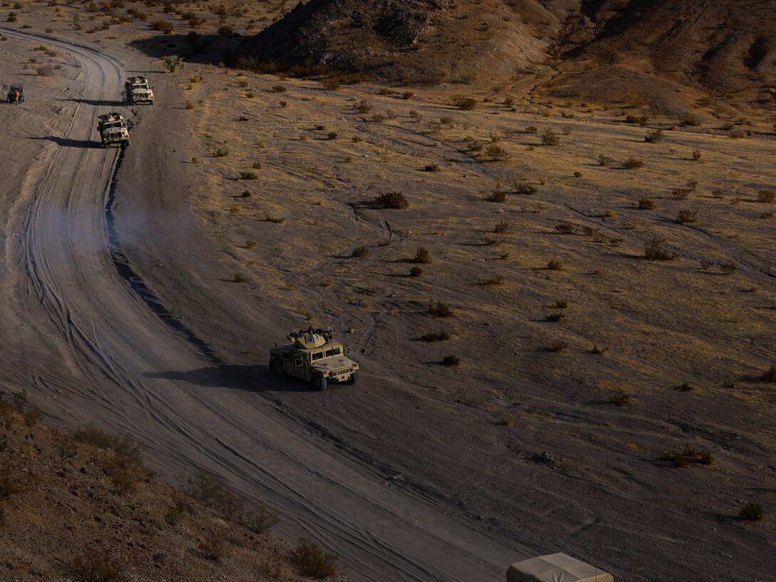 U.S. Marines with 2nd Battalion, 23rd Marine Regiment conduct motorized operations on Noble’s Pass for upcoming deployment