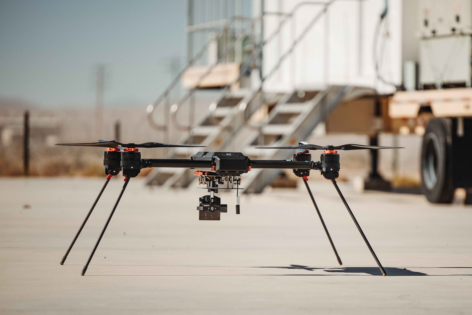 An unmanned drone is photographed.