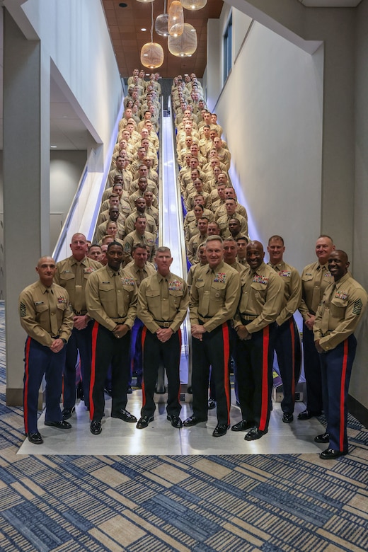 U.S. Marines attend the Fiscal Year 2025 National Officer Selection Officer Training Symposium in Orlando on Dec. 11, 2024. NOSOTS is designed to conduct training, discuss recruiting topics and issues and recognize those Officer Selection Teams which have distinguished themselves during the previous fiscal year. (U.S. Marine Corps photo by Lance Cpl. Brenna Ritchie)