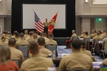 The 39th Commandant of the U.S. Marine Corps, Gen. Eric M. Smith, addresses the attendees of the Fiscal Year 2025 National Officer Selection Officer Training Symposium in Orlando on Dec. 11, 2024. NOSOTS is designed to conduct training, discuss recruiting topics and issues and recognize those Officer Selection Teams which have distinguished themselves during the previous fiscal year. (U.S. Marine Corps photo by Lance Cpl. Brenna Ritchie)