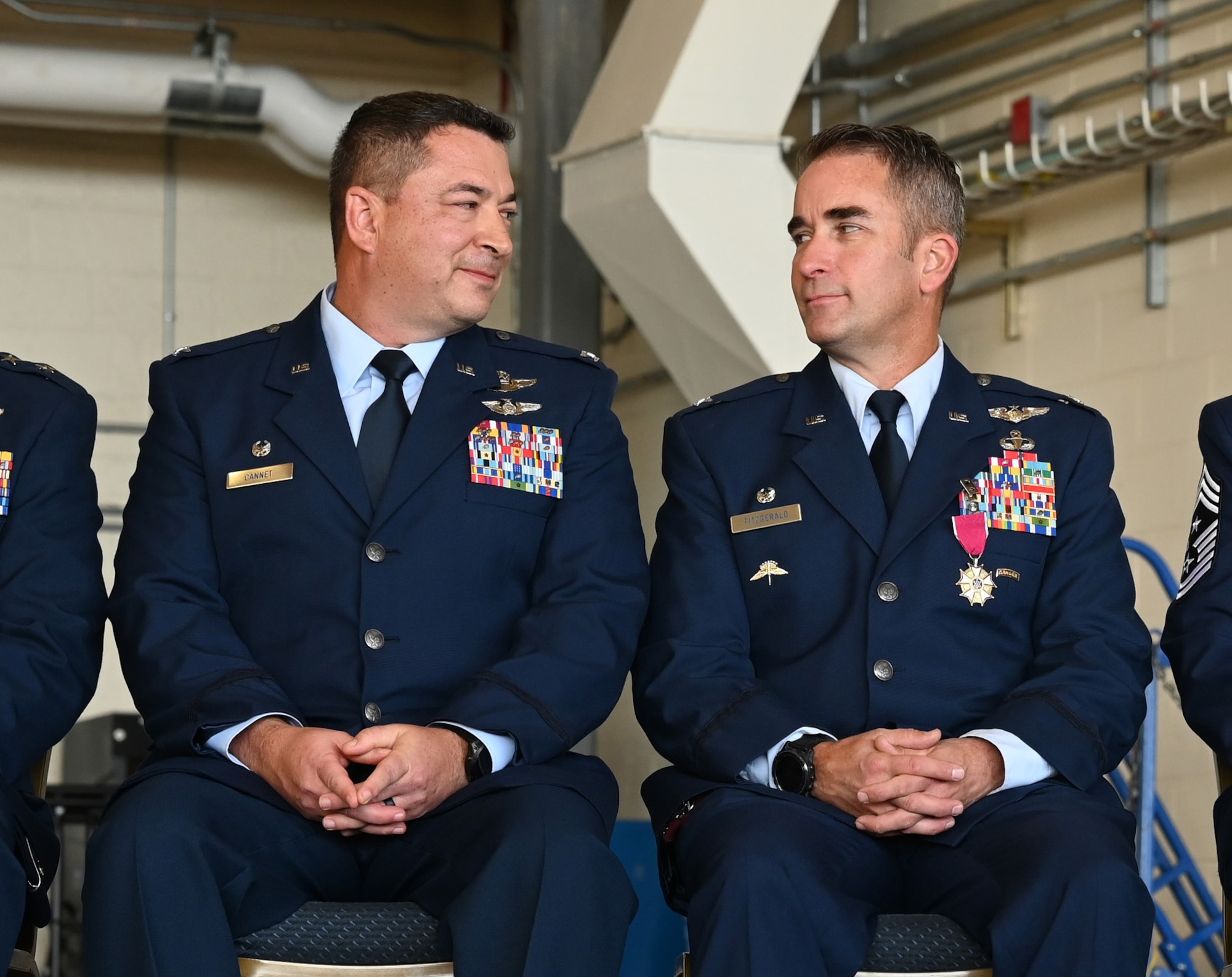 U.S. Air Force Colonel Jeffrey D. Cannet assumes command of the 106th Rescue Wing from outgoing commander Colonel Shawn P. Fitzgerald during a change of command ceremony held at Francis S. Gabreski Air National Guard Base, Westhampton Beach, N.Y., November 1, 2024.