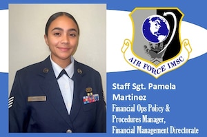 AFIMSC Mission Monday graphic with Staff Sgt. Pamela Martinez official photo