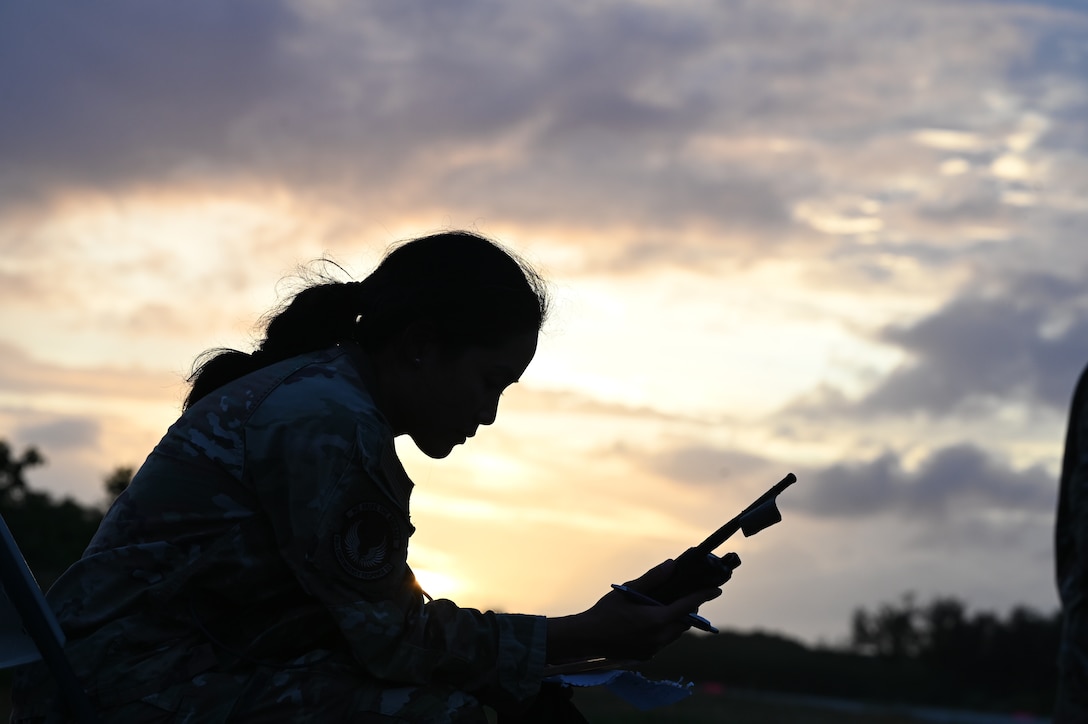 Airman listening to radio
