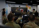 U.S. Army Soldiers assigned to the 38th Air Defense Artillery Brigade conduct a meeting during Yama Sakura 87 at Sagami General Depot, Japan, Dec. 9, 2024.