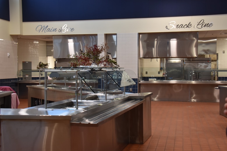 The newly completed dining facility (DFAC) at Kunsan Air Base, South Korea, comes equipped modern industrial kitchen equipment, walk-in freezers, administrative spaces, and other upgrades designed to meet the needs of the installation now and into the future, Dec. 16, 2024. (US Army photo by Rachel Napolitan)