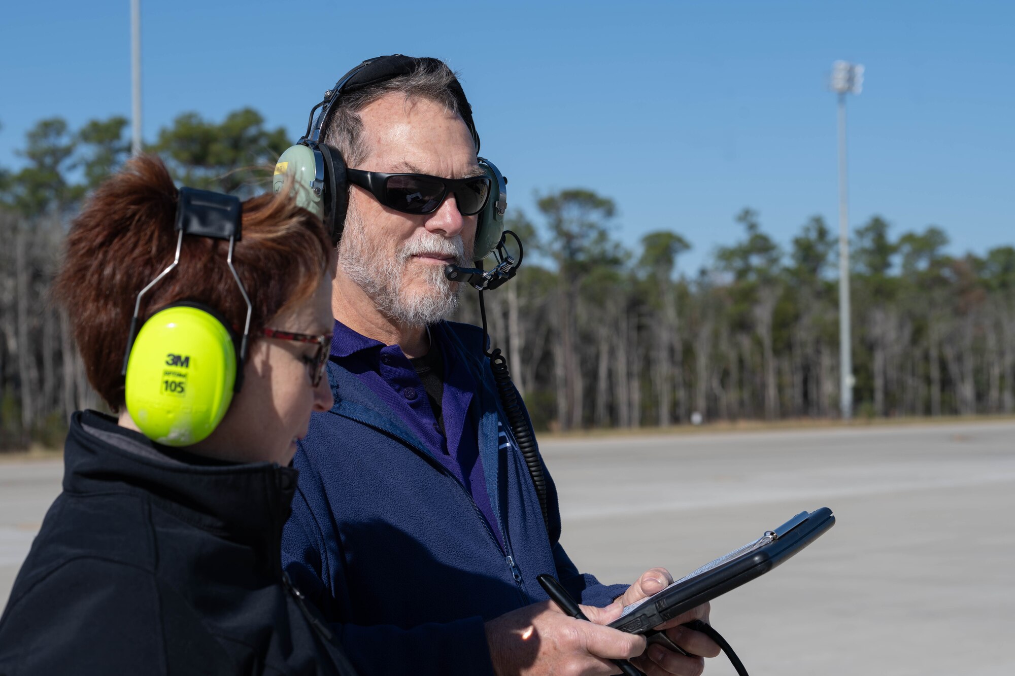 Next Generation Aircrew Protection team members direct a vapor purge test at Hurlburt Field, Florida, Dec. 4, 2024.