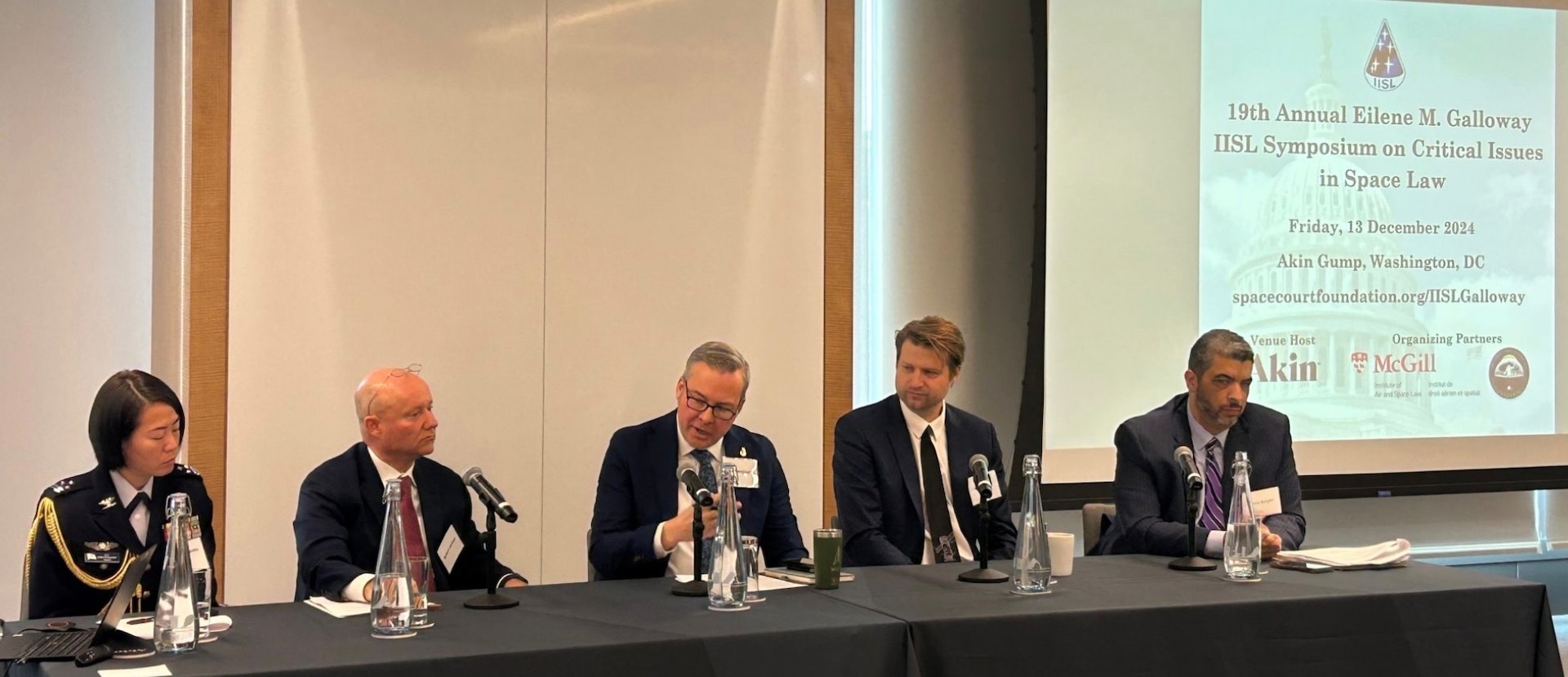 Mr. Todd Pennington (third from left), Senior Research Fellow for Space Strategy and Policy at the Institute for Strategic Studies' Center for Strategic Research, moderated a panel on Current Issues in National Security Space Operations at the 19th Annual Eileen Galloway Symposium on Critical Issues in Space Law.