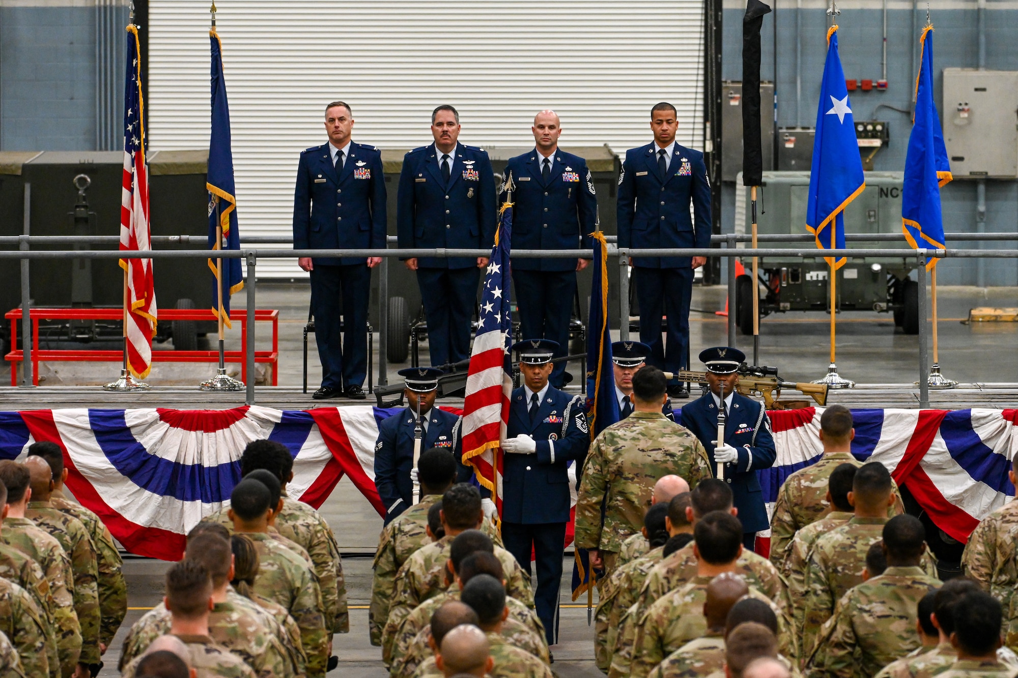 Base Defense Group leadership stand during BDG activation ceremony.