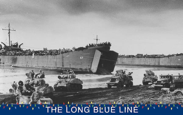 LST-66 (to the right) unloading tanks in July 1944, months before the epic battle of Leyte Gulf, Philippines. (Navsource.org)