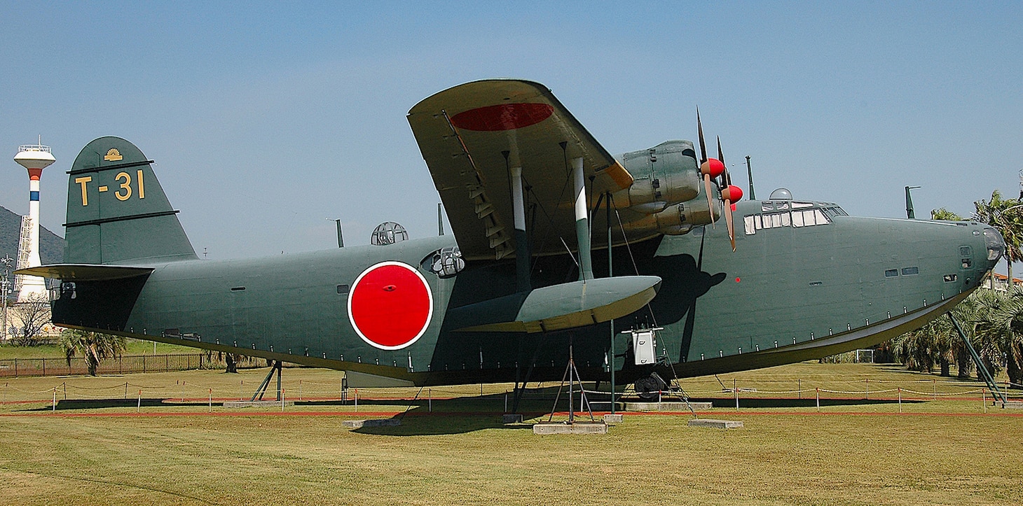 This H8K2 Type 2 Emily was captured and flown to the Naval Base at Yokosuka Nov. 13, 1945, and loaded onto the seaplane tender USS Cumberland Sound (AV 17). The flying boat had evidently developed engine problems and was thus relegated to taxiing trial, where an engine failed, terminating the tests. Further examination credited the Japanese with installing self-sealing fuel tanks in the Emily. Resuming limited flight tests, the aircraft revealed it had an impressive top speed of 290 mph. Assigned to the Smithsonian Institution, the H8K2 was placed in long-term storage at Naval Air Station Norfolk, Virginia, until June 1979, when it was shipped back to Japan, where it had been given to the Museum of Maritime Science in Tokyo. In March 2004, the Emily was moved to the Japanese Maritime Self-Defense Force Naval Aviation Museum NAB Kanoya in Kagoshima Prefecture, where it remains today.