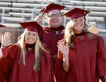 (left to right) Samantha Vitale, Adam Pisarsky and Cara Murray graduate from Florida State University Panama City’s Master’s Program, April 5, 2021. Fast forward to present day and these three play a vital role working for the Naval Surface Warfare Canter Panama City Division Contracts Department. (courtesy photo)