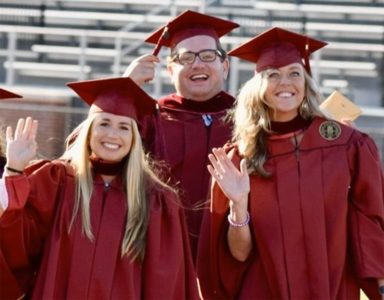 (left to right) Samantha Vitale, Adam Pisarsky and Cara Murray graduate from Florida State University Panama City’s Master’s Program, April 5, 2021. Fast forward to present day and these three play a vital role working for the Naval Surface Warfare Canter Panama City Division Contracts Department. (courtesy photo)