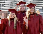 (left to right) Samantha Vitale, Adam Pisarsky and Cara Murray graduate from Florida State University Panama City’s Master’s Program, April 5, 2021. Fast forward to present day and these three play a vital role working for the Naval Surface Warfare Canter Panama City Division Contracts Department. (courtesy photo)