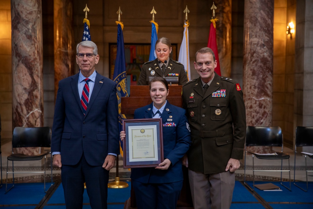 Nebraska Lieutenant Governor Joe Kelly, Maj. Gen. Craig Strong, Civilian Aide to the Secretary of the Army Richard Burch, and many others helped the National Guard celebrate its 388th birthday, on Friday, Dec. 13, 2024, during a ceremony at the Nebraska State Capitol in Lincoln, Nebraska.

The ceremony included speeches, a state rollcall of Nebraska National Guard communities, the awarding of the Douglas MacArthur Leadership Award to a Capt. Grant Hewitt, Soldier and Airmen of the Year recognitions, and the ceremonial cutting of the National Guard birthday cake.