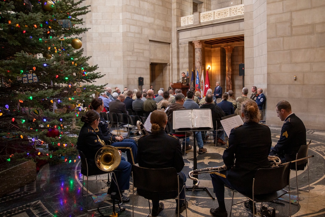 Nebraska Lieutenant Governor Joe Kelly, Maj. Gen. Craig Strong, Civilian Aide to the Secretary of the Army Richard Burch, and many others helped the National Guard celebrate its 388th birthday, on Friday, Dec. 13, 2024, during a ceremony at the Nebraska State Capitol in Lincoln, Nebraska.

The ceremony included speeches, a state rollcall of Nebraska National Guard communities, the awarding of the Douglas MacArthur Leadership Award to a Capt. Grant Hewitt, Soldier and Airmen of the Year recognitions, and the ceremonial cutting of the National Guard birthday cake.