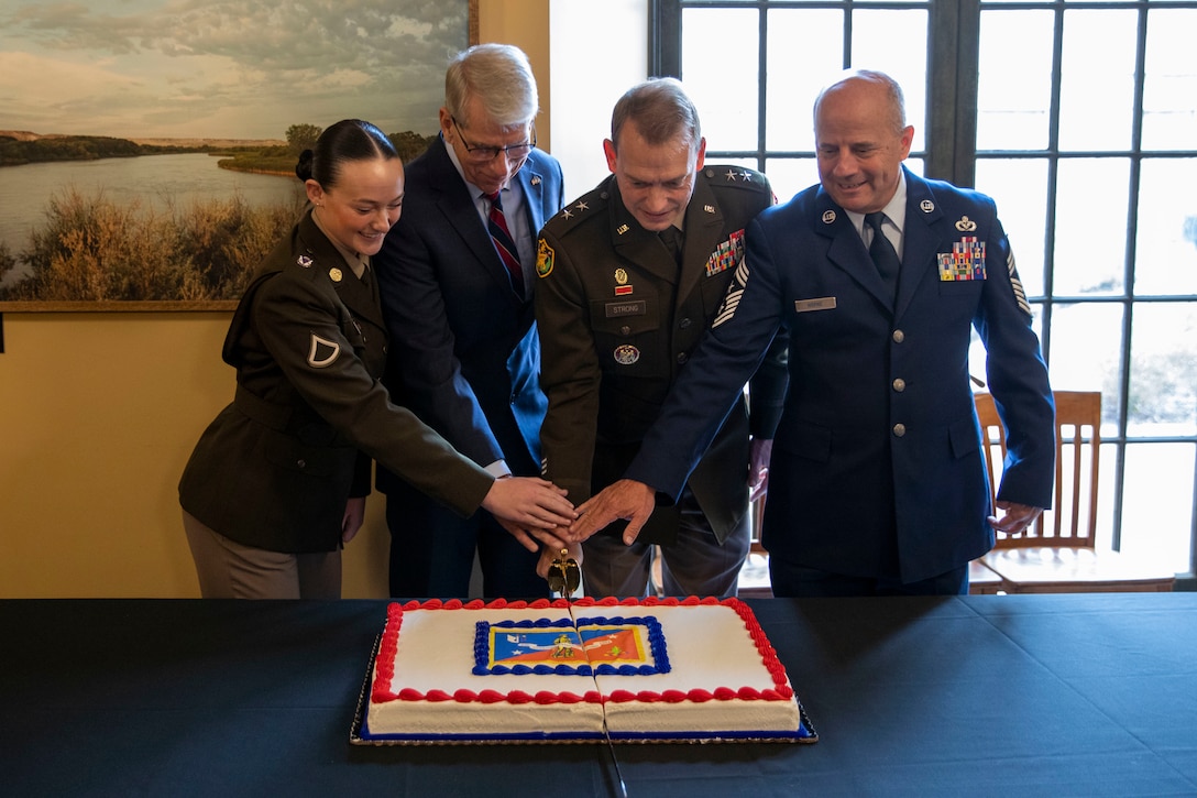 Nebraska Lieutenant Governor Joe Kelly, Maj. Gen. Craig Strong, Civilian Aide to the Secretary of the Army Richard Burch, and many others helped the National Guard celebrate its 388th birthday, on Friday, Dec. 13, 2024, during a ceremony at the Nebraska State Capitol in Lincoln, Nebraska.

The ceremony included speeches, a state rollcall of Nebraska National Guard communities, the awarding of the Douglas MacArthur Leadership Award to a Capt. Grant Hewitt, Soldier and Airmen of the Year recognitions, and the ceremonial cutting of the National Guard birthday cake.