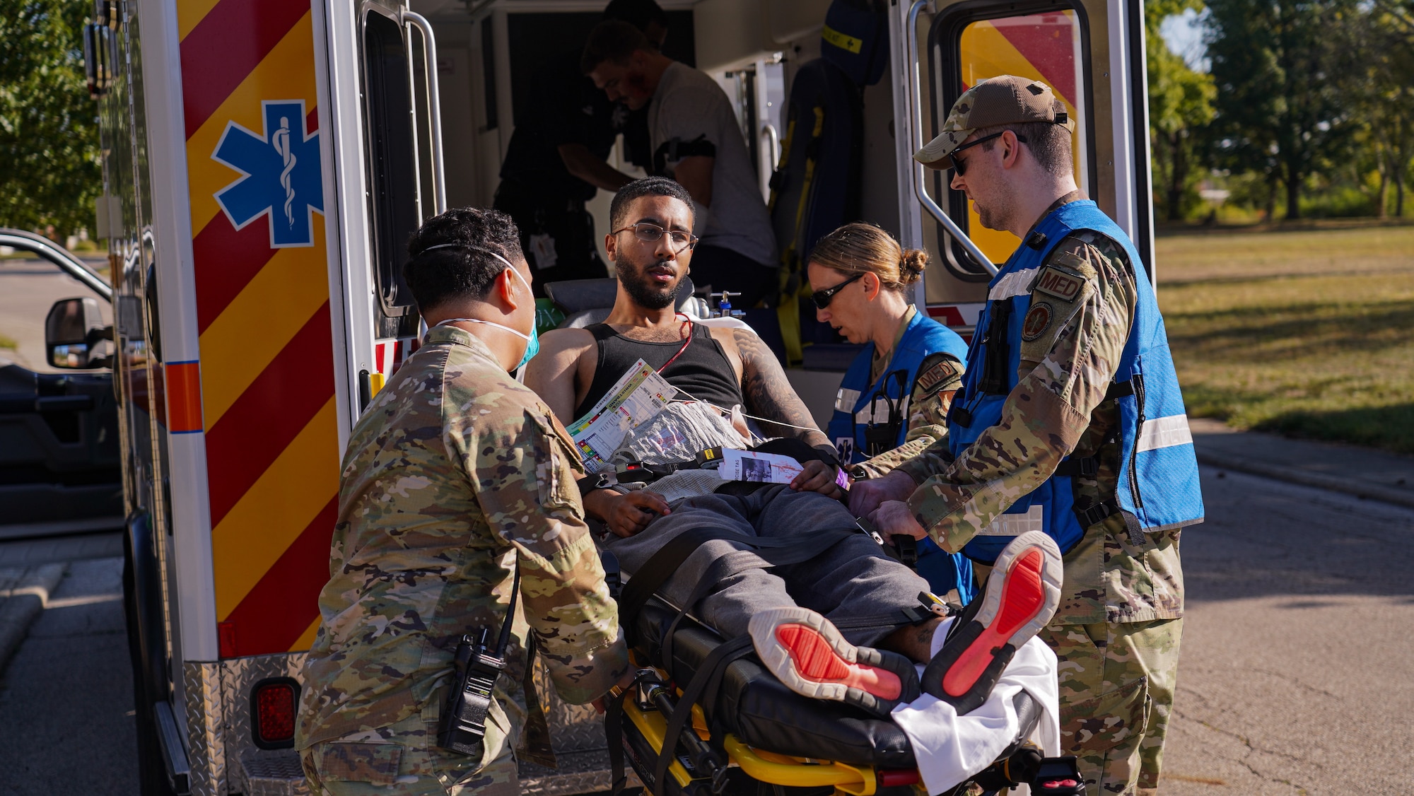 Air Force medics with the 88th Medical Group showcased their readiness and response skills during the Ready Eagle II exercise at Wright-Patterson Air Force Base, simulating mass casualty scenarios to enhance team coordination and patient care.