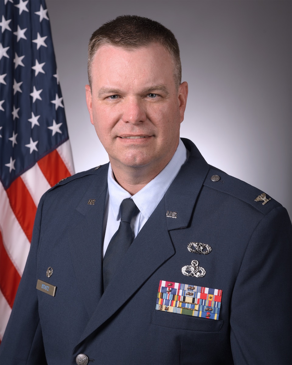 Col. Daniel Statz poses for an official military portrait on December 17, 2024 at Truax Field in Madison, Wisconsin.