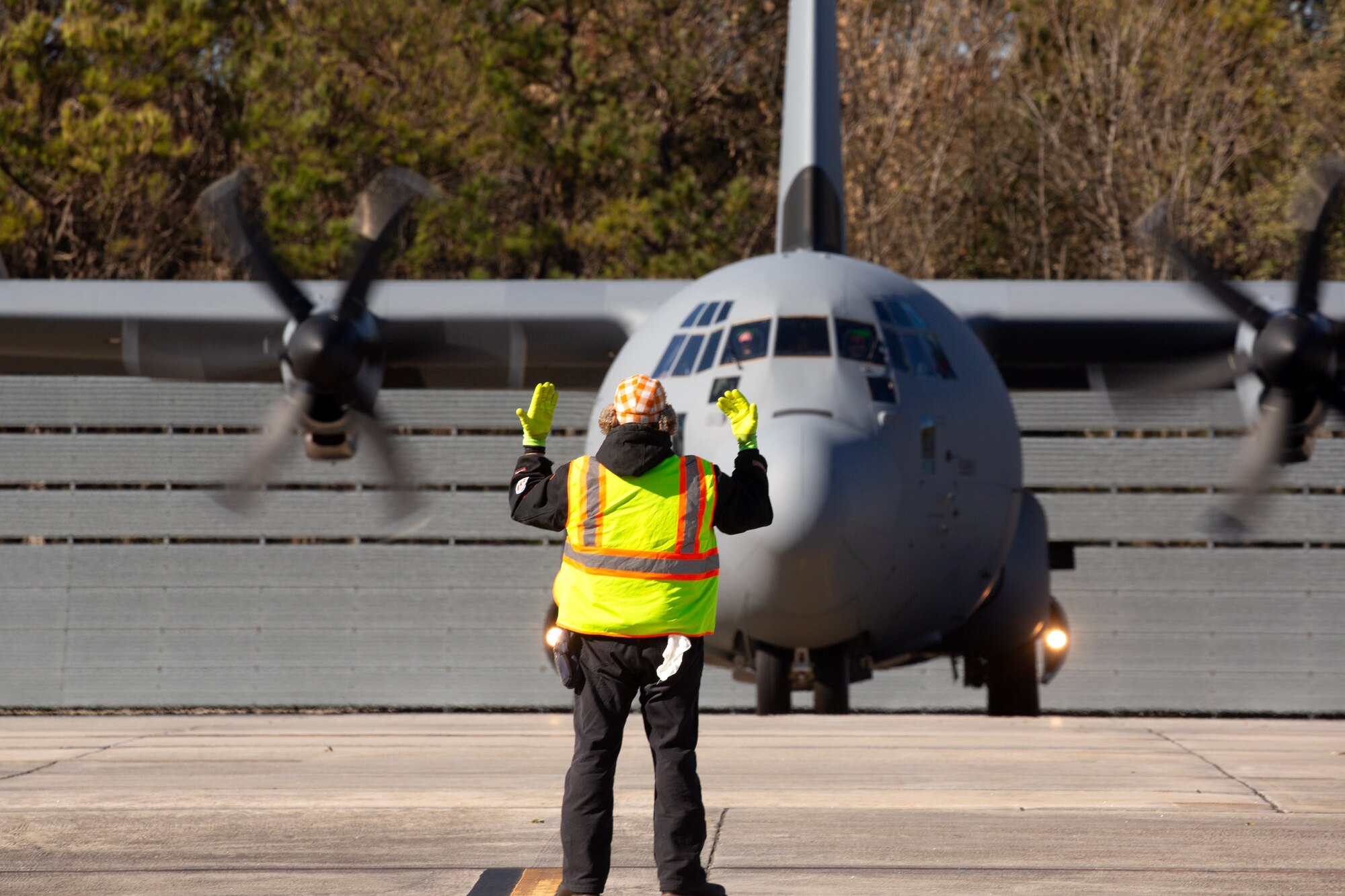The 910th Airlift Wing’s newest C-130J-30 Super Hercules aircraft taxis to the runway at the Lockheed Martin assembly plant in Marietta, Georgia, Dec. 6, 2024, for its flight to Youngstown Air Reserve Station, Ohio.