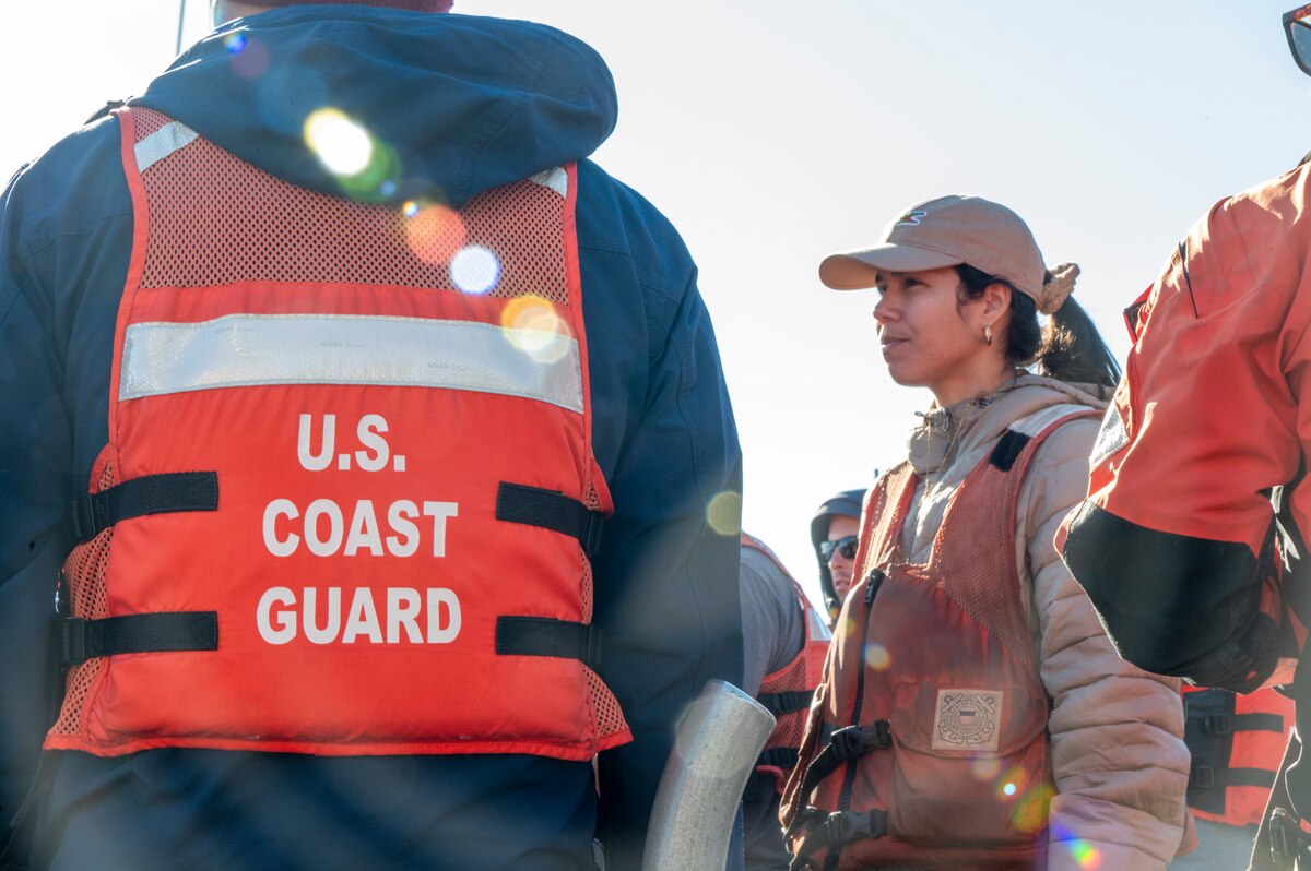 Airmen with the 571st Mobility Support Advisory Squadron receive a briefing from guardsmen with U.S. Coast Guard, Dec. 5, 2024, San Francisco, California.