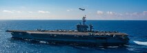 The Nimitz-class aircraft carrier USS Carl Vinson (CVN 70) transits the Philippine Sea with six additional F-35C Lightning II aircraft assigned to the “Argonauts” of Strike Fighter Squadron (VFA) 147, part of Carrier Air Wing FIVE, Dec. 13, 2024.