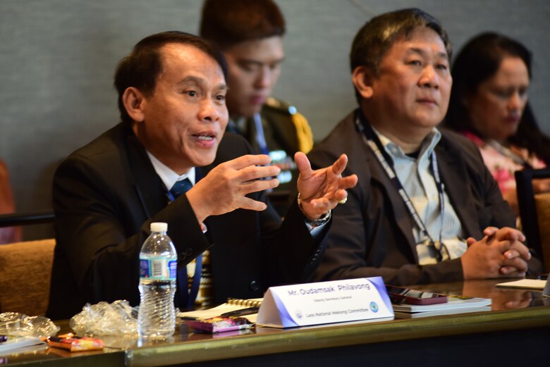 Oudomsack Philavong, director general of Water Resource Management Department Ministry of Natural Resources and Environmental of Lao PDR, provides input on water resources management during the 12th Mekong-Mississippi Sister Rivers Partnership Exchange Talks Dec. 9, 2024, in Nashville, Tennessee. The Sister Rivers Partnership Exchange supports the Mekong-U.S. Partnership (MUSP).
