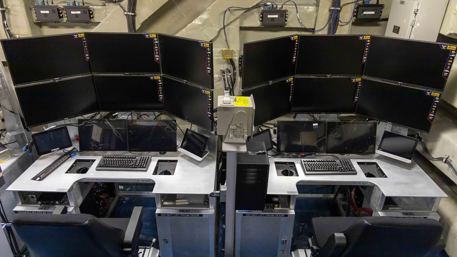 The first installation of the Unmanned Air Warfare Center (UAWC) aboard USS George H.W. Bush (CVN 77), where air vehicle pilots will control future MQ-25 Stingray airborne operations.