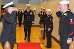 241122-N-VH054-1018 OMAHA, Nebr. (Nov. 22, 2024) Cmdr. Douglas Williams, commanding officer Navy Reserve Center (NRC) Omaha, is saluted by side boys during the change of command ceremony held at Chief Deyvonndra Jones Drill Hall on Nov. 22, 2024. NRC Omaha currently has 11 Staff and 259 Navy Reserve Sailors assigned to the command. The mission of the Navy Reserve is to provide the Navy, Marine Corps, and Joint Forces with operational capabilities and strategic depth during times of peace or war. The Navy Reserve's top priority is warfighting readiness. (U.S. Navy photo by Logistics Specialist Brian Cossak)