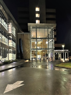 Keeping the lights on… The annual tree lighting ceremony at Naval Hospital Bremerton over the years has symbolically sent a beacon of light to those staff members deployed over the holidays that they are not forgotten. The same holds true this season for those doctors, nurses, hospital corpsmen and support staff forward deployed far from home. They are recognized and remembered (Official Navy photo by Douglas H Stutz, NHB/NMRTC Bremerton public affairs officer).