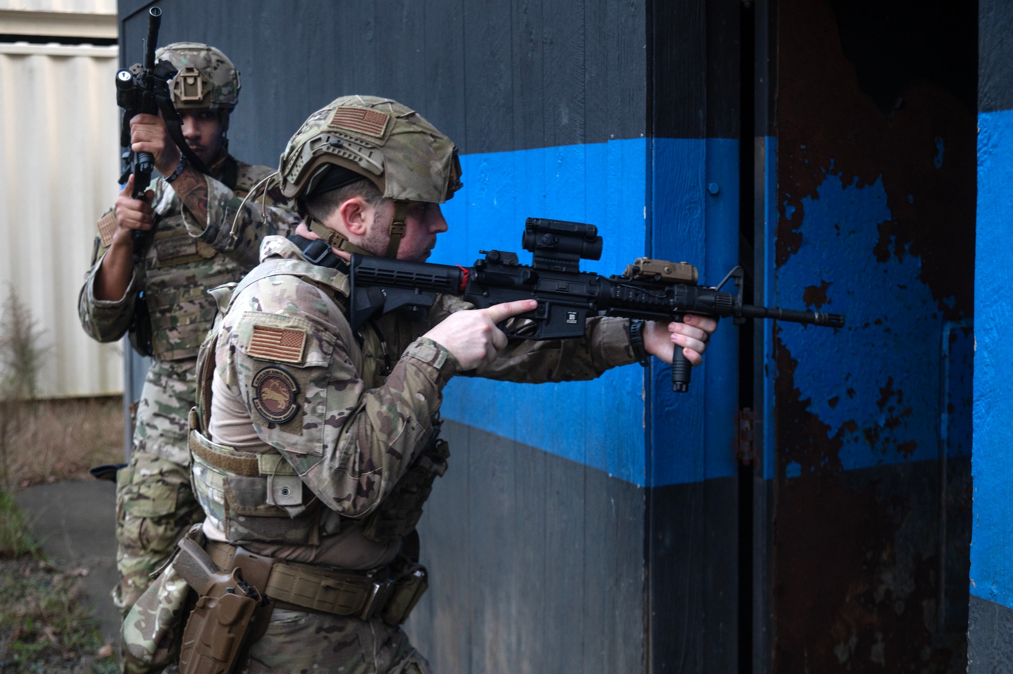 Airmen conduct close quarter battle (CQB) training.