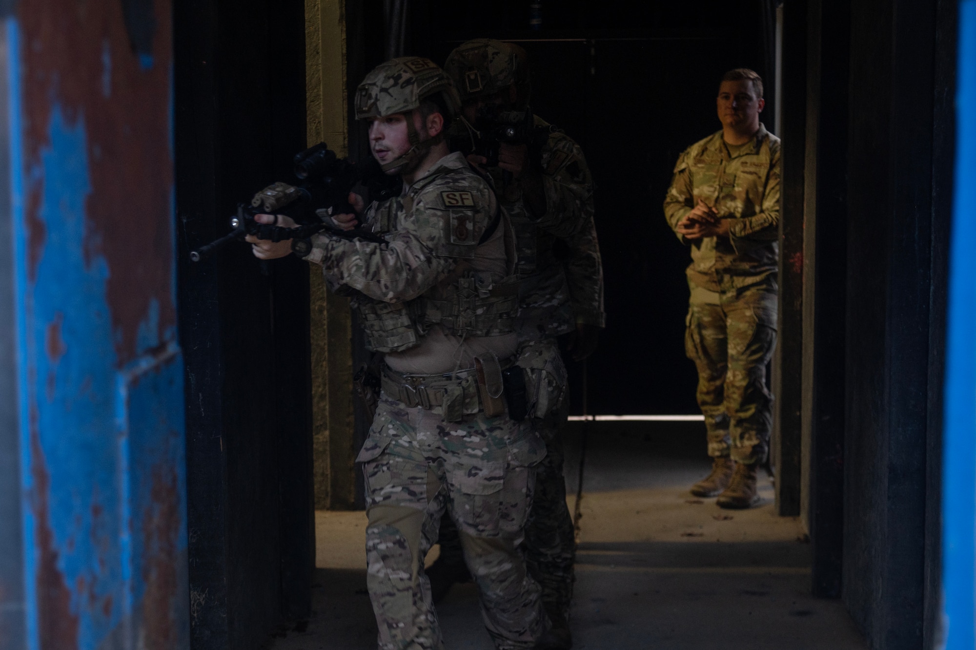 Airmen conduct close quarter battle (CQB) training.