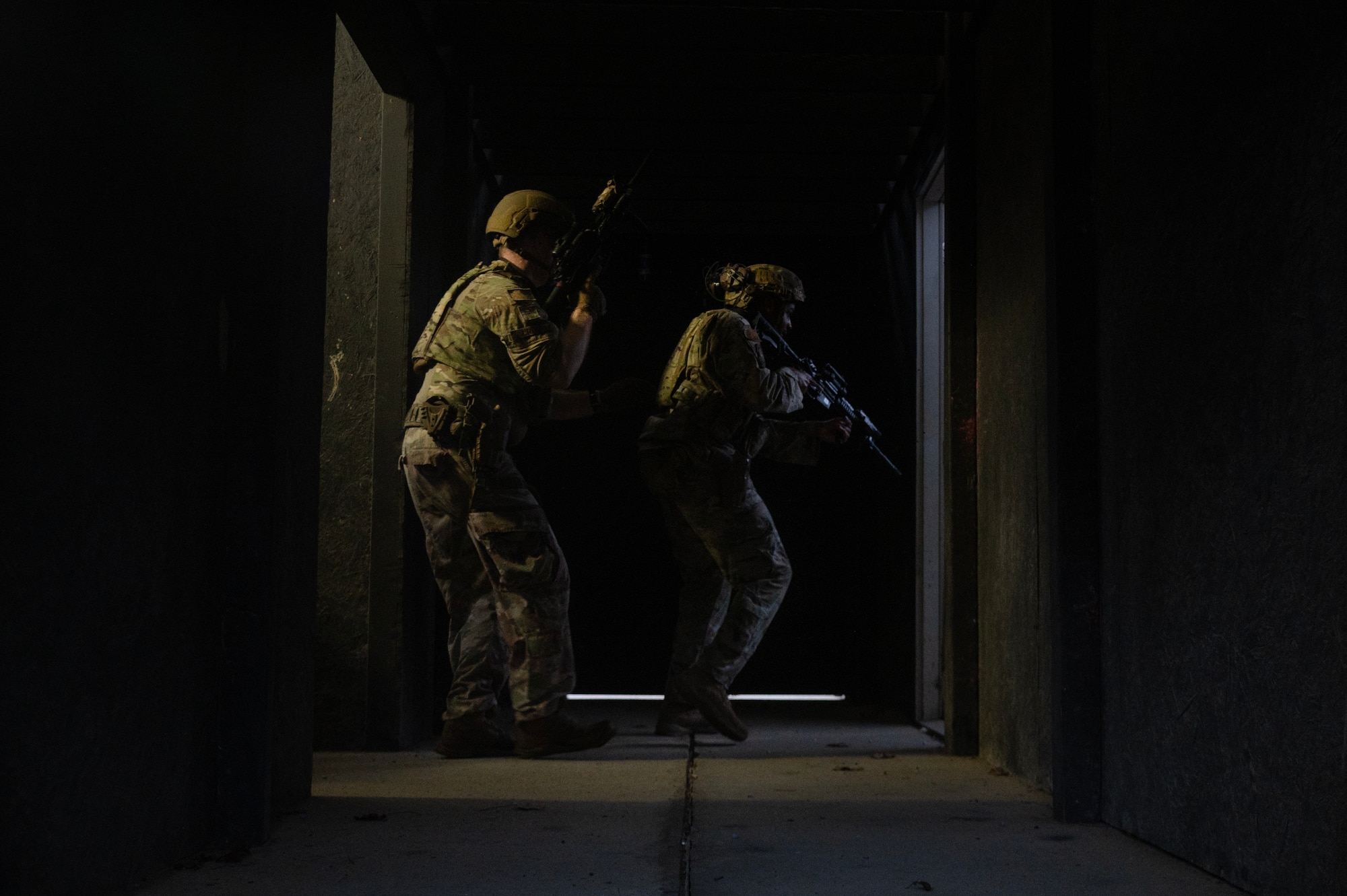Airmen conduct close quarter battle (CQB) training.