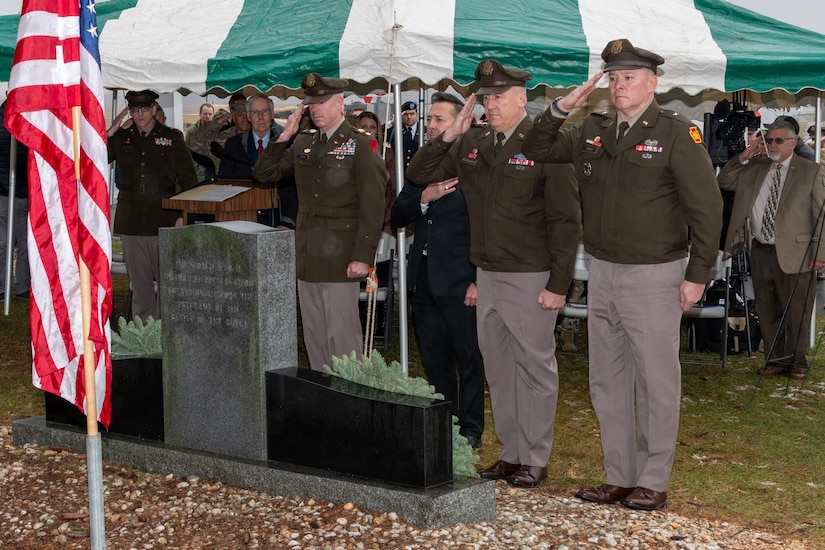 On the 80th anniversary of the Battle of the Bulge, the Pennsylvania Department of Military and Veterans Affairs, senior leaders with the Pennsylvania National Guard, Pennsylvania state representative Chris Pielli, and leaders of state and national veterans’ associations participated in a ceremony here to honor and remember the role the brave Soldiers of the Pennsylvania National Guard’s 28th Infantry Division played in preserving freedom and the way of life we continue to enjoy today. (Pennsylvania National Guard photo by Wayne V. Hall)