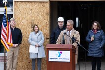 Rob Gray, President & CEO , Bath Area Family YMCA, welcomes guests to the official start of renovations for the new childcare center at 6 Farley Road in Brunswick.