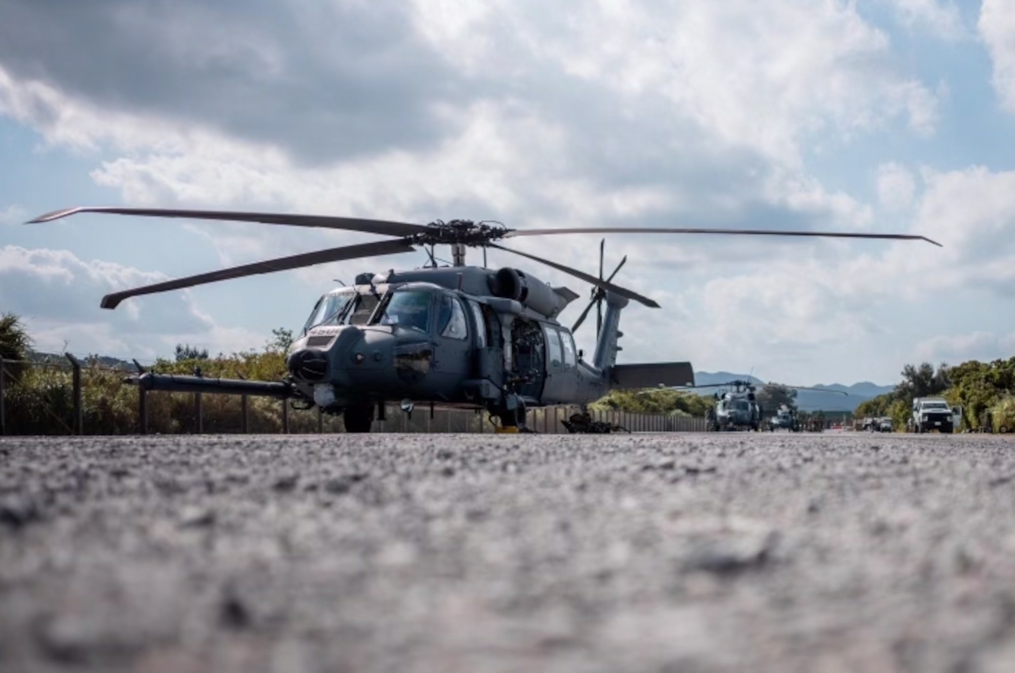 U.S. Air Force helicopter on the ground.