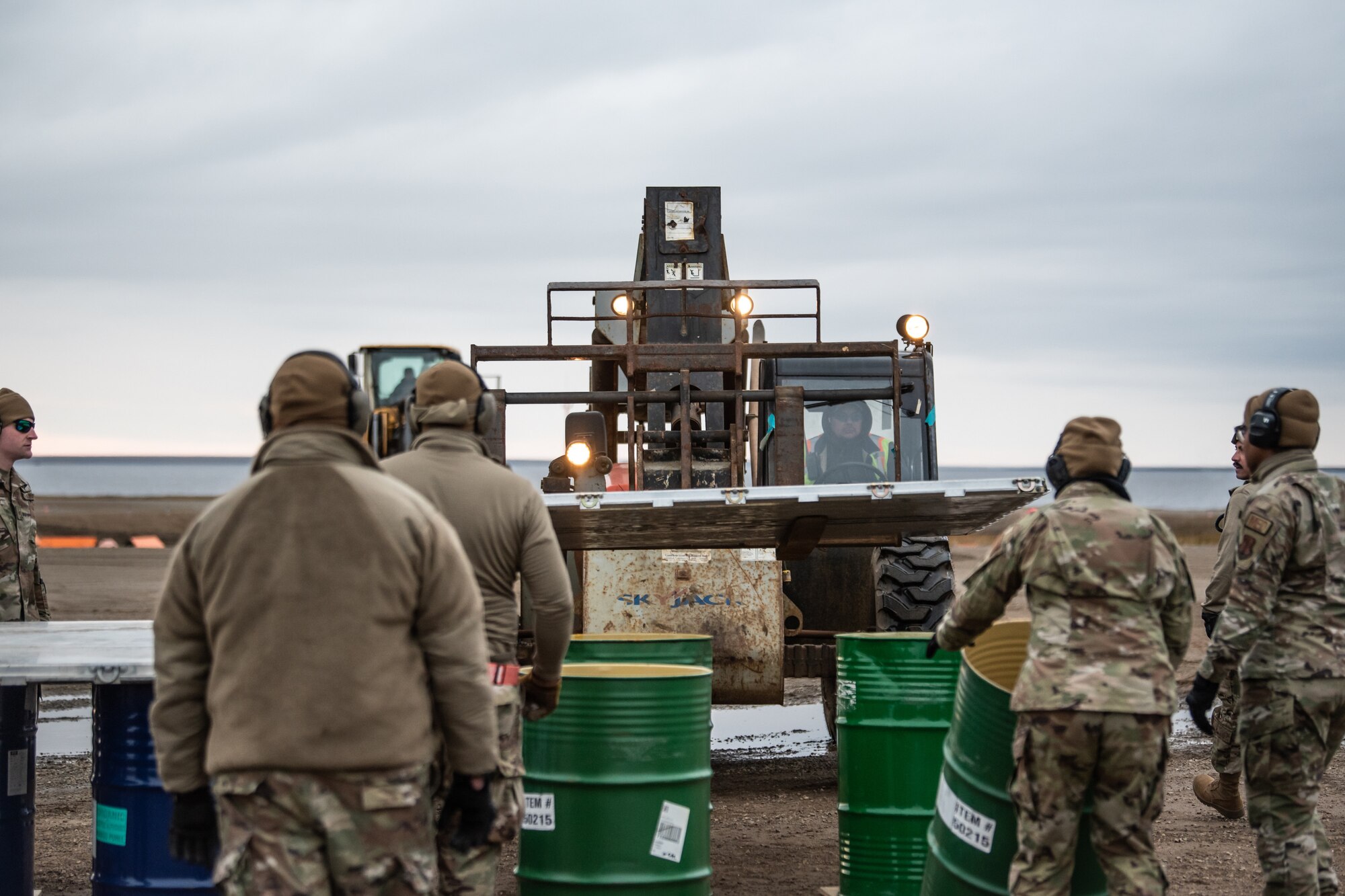 Members of the Kentucky Air National Guard’s 123rd Airlift Wing conduct a combat offload of cargo from a C-130J Super Hercules aircraft in Wainwright, Alaska, as part of Operation Arctic Haven Sept. 2, 2024. Thirty-six wing members supported the Innovative Readiness Training mission, which airlifted 39 short tons of residential building supplies to two remote villages in northern Alaska. (U.S. Air National Guard photo by Tech. Sgt. Chloe Ochs)