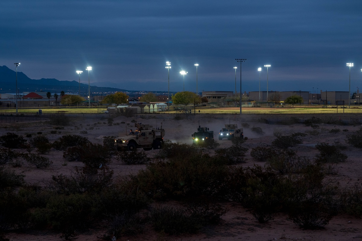 U.S. Air Force Airmen assigned to the 13th Combat Air Base Squadron conduct convoy training during the 13th CABS first Air Task Force training event, Dec. 6, 2024, at Fort Bliss, Texas.