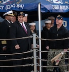 ecretary of the Navy Carlos Del Toro meets with Sailors from Arleigh Burke class guided-missile destroyer USS Bulkeley (DDG 84) and their families during their return to Naval Station Rota, Spain Dec. 20, 2024.