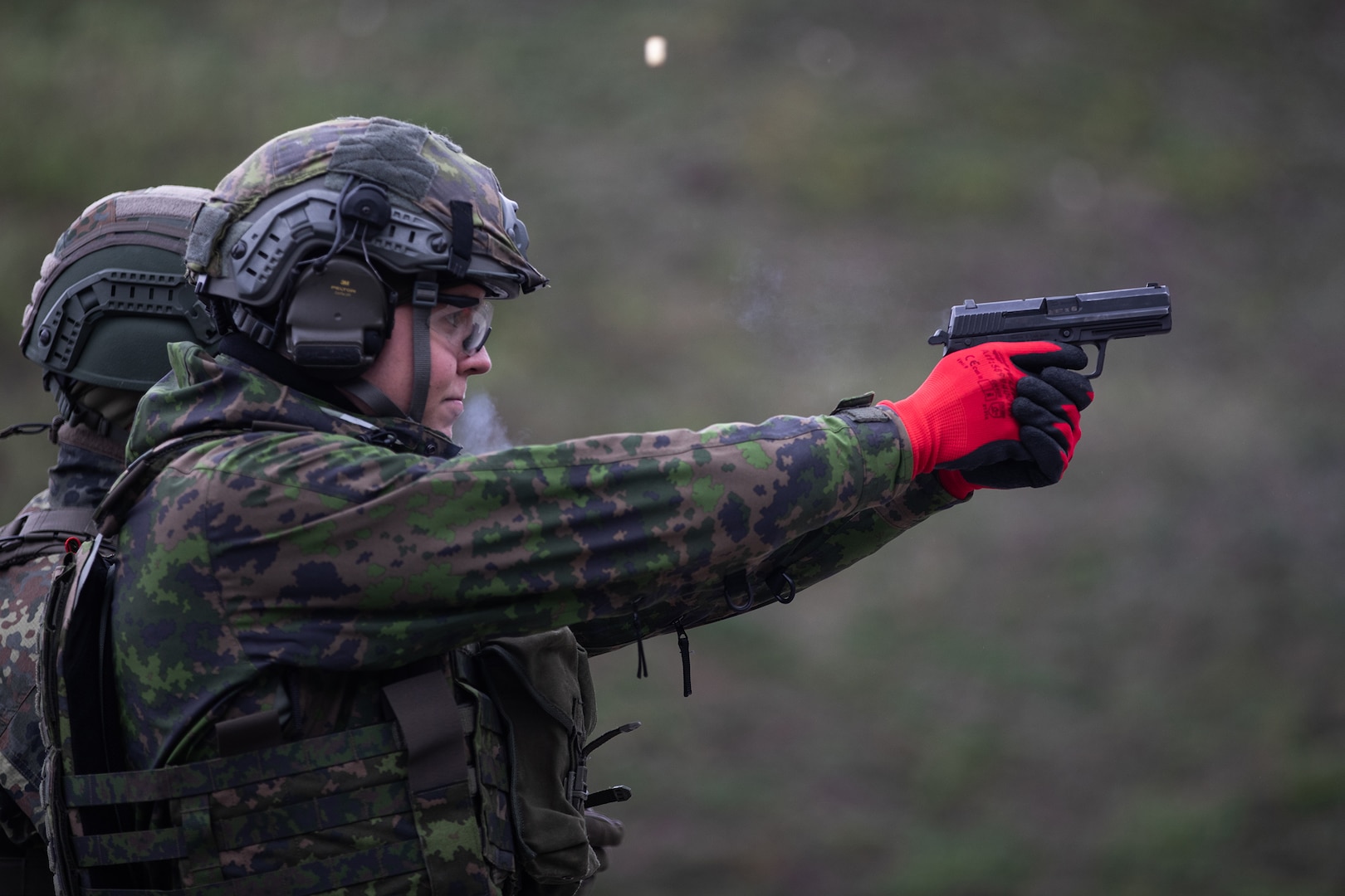 A Finnish soldier participates in a German Armed Forces Proficiency Badge event at Camp Bondsteel, Kosovo, Dec. 13, 2024.