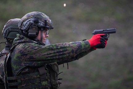 A Finnish soldier participates in a German Armed Forces Proficiency Badge event at Camp Bondsteel, Kosovo, Dec. 13, 2024.